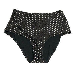 Aerie Bikini Bottom High Waisted Full Coverage Polka Dot Black White L